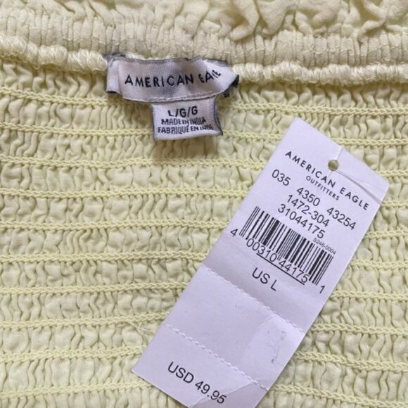 AMERICAN EAGLE Smocked Eyelet Embroidered Balloon Sleeve Top, Size Large - NWT - Picture 8 of 8